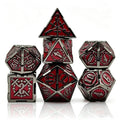 Glided Armory Red Silver 7-Piece Metal Dice Set