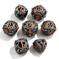 Dragon Swirl Silver Red 7-Piece Metal Dice Set