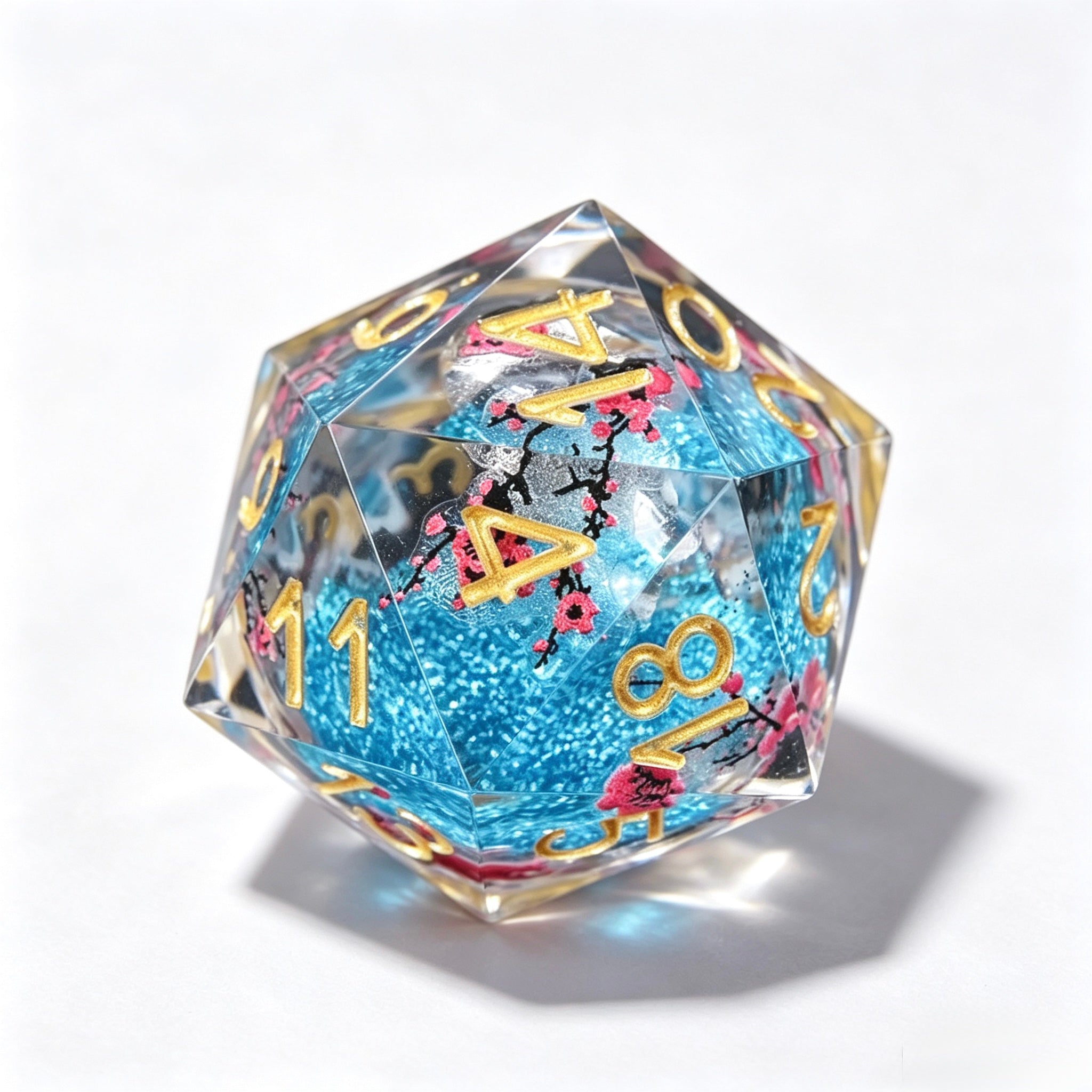 Blue Sakura Liquid Core 7-Piece Dice Set