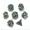 Vanguard Silver Green 7-Piece Metal Dice Set