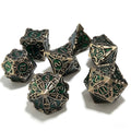 Geometrical Bronze Green 7-Piece Metal Dice Set