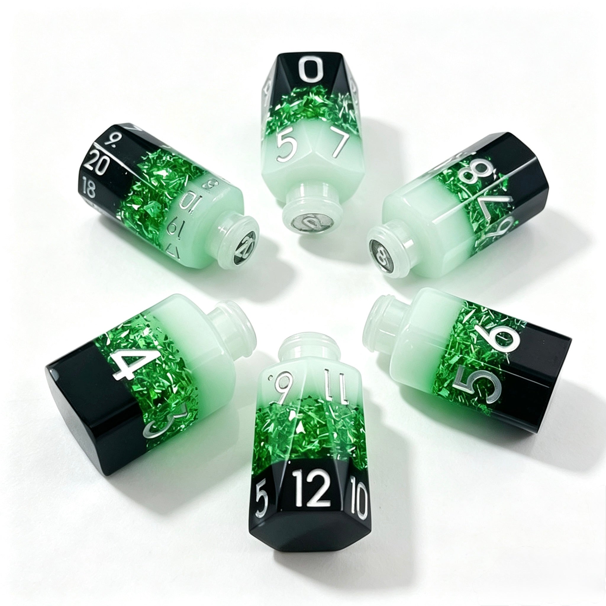 Green Black Solid Core 7-Piece Dice Set