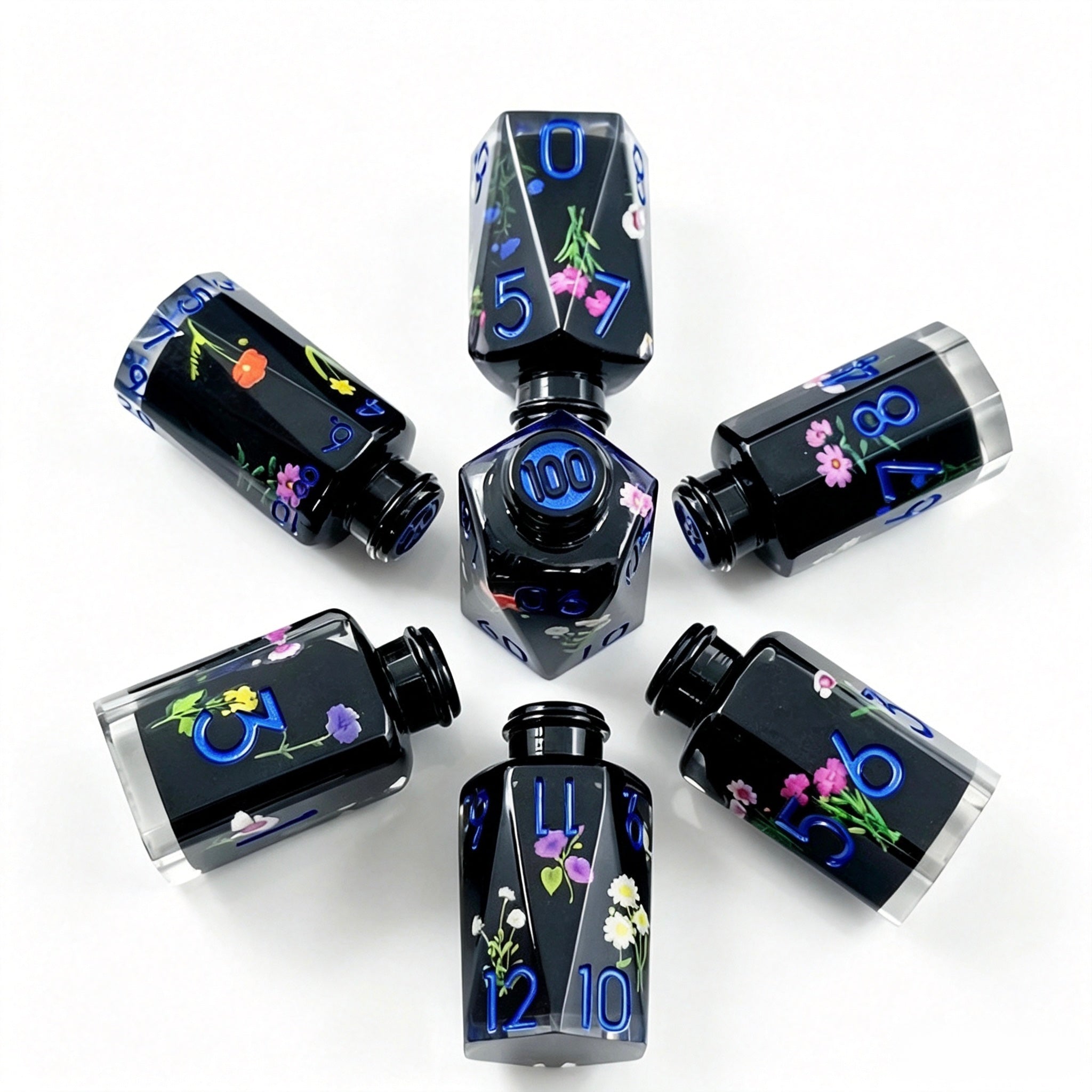 Black Butterflies Solid Core 7-Piece Dice Set