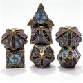 Geometrical Gradient Blue 7-Piece Metal Dice Set