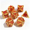 Geometrical Gold Red 7-Piece Metal Dice Set