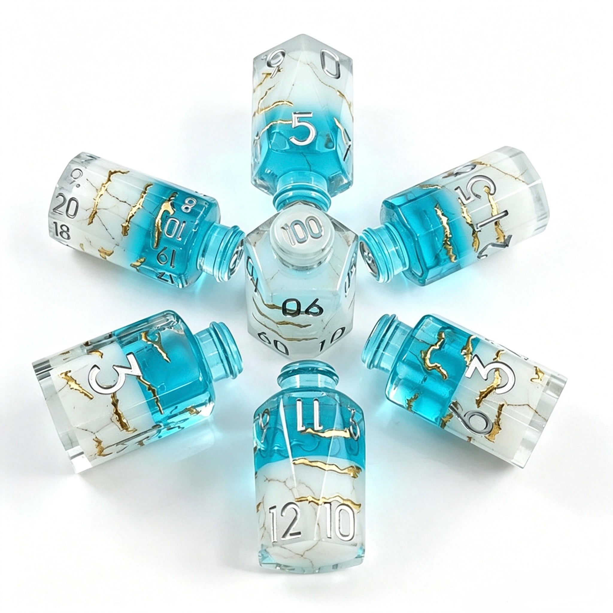 Snow Crack Bottle Solid Core 7-Piece Dice Set