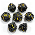 Dragon Swirl Black Yellow 7-Piece Metal Dice Set