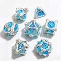 Wooden Swirl Silver 7-Piece Metal Dice Set