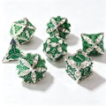 Geometrical Silver Green 7-Piece Metal Dice Set