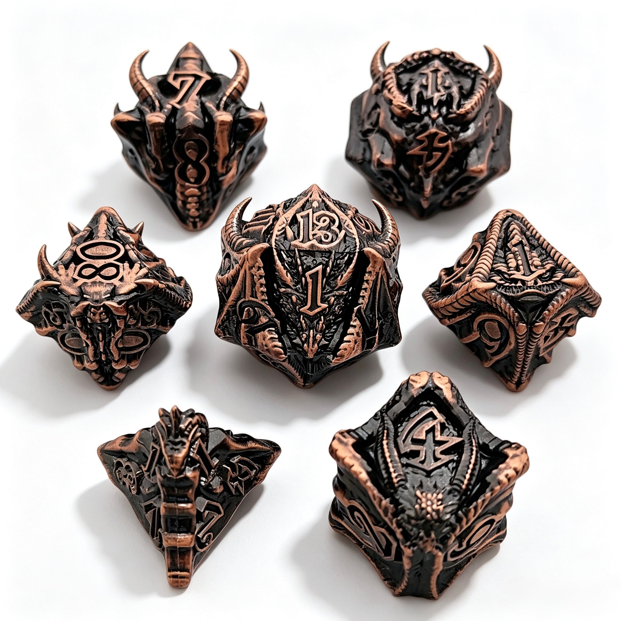 Dragon Spikes Bronze 7-Piece Metal Dice Set