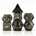 Glided Armory Black Gold 7-Piece Metal Dice Set
