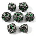 Dragon Swirl Silver Green 7-Piece Metal Dice Set