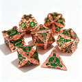 Geometrical Copper Green 7-Piece Metal Dice Set