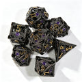 Amethyst Eye Black 7-Piece Metal Dice Set