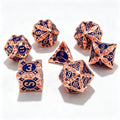 Geometrical Copper Blue 7-Piece Metal Dice Set