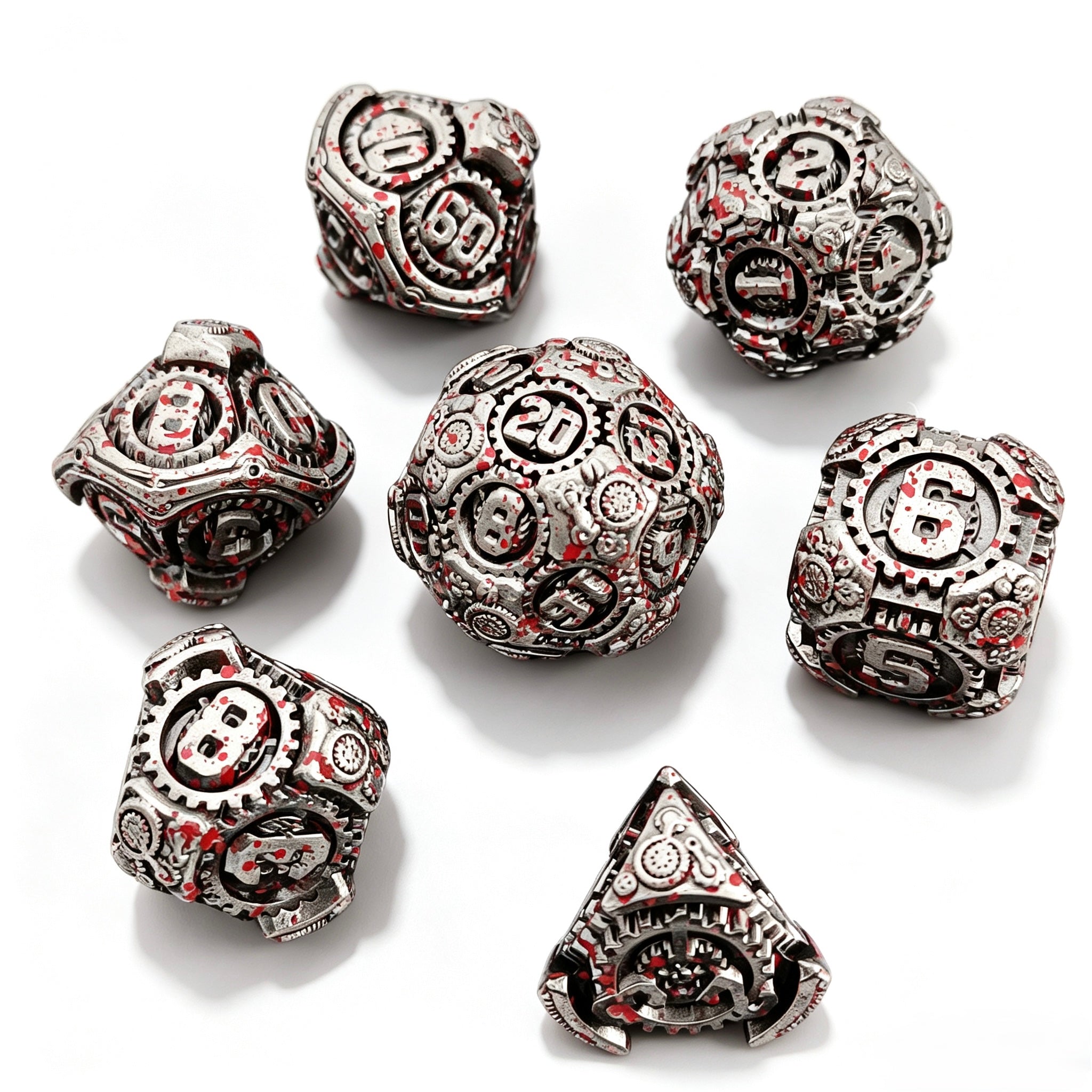 Steampunk Bloody 7-Piece Metal Dice Set