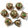 Virus Gold Green 7-Piece Metal Dice Set