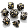 Steampunk Black Gold 7-Piece Metal Dice Set