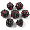 Dragon Swirl Black Red 7-Piece Metal Dice Set