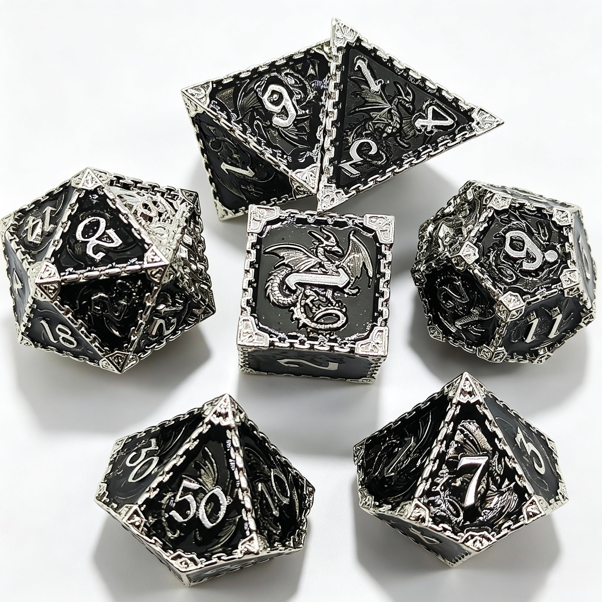 Dragon Totem Black 7-Piece Metal Dice Set