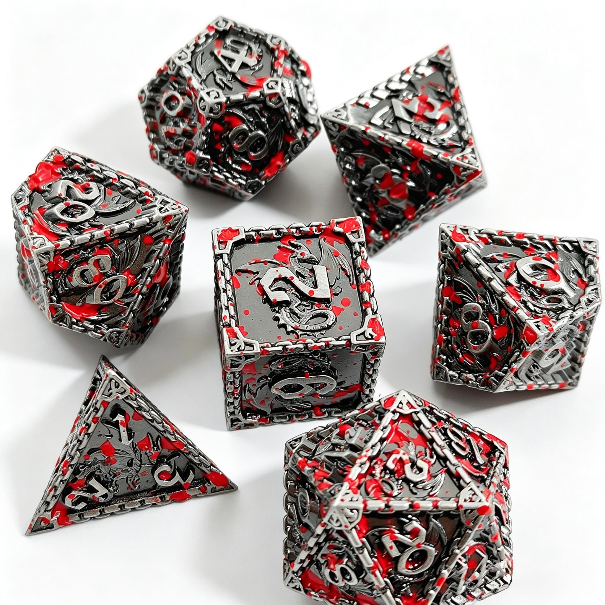Dragon Totem Bloody 7-Piece Metal Dice Set