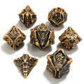 Textured Dragon Gold 7-Piece Metal Dice Set
