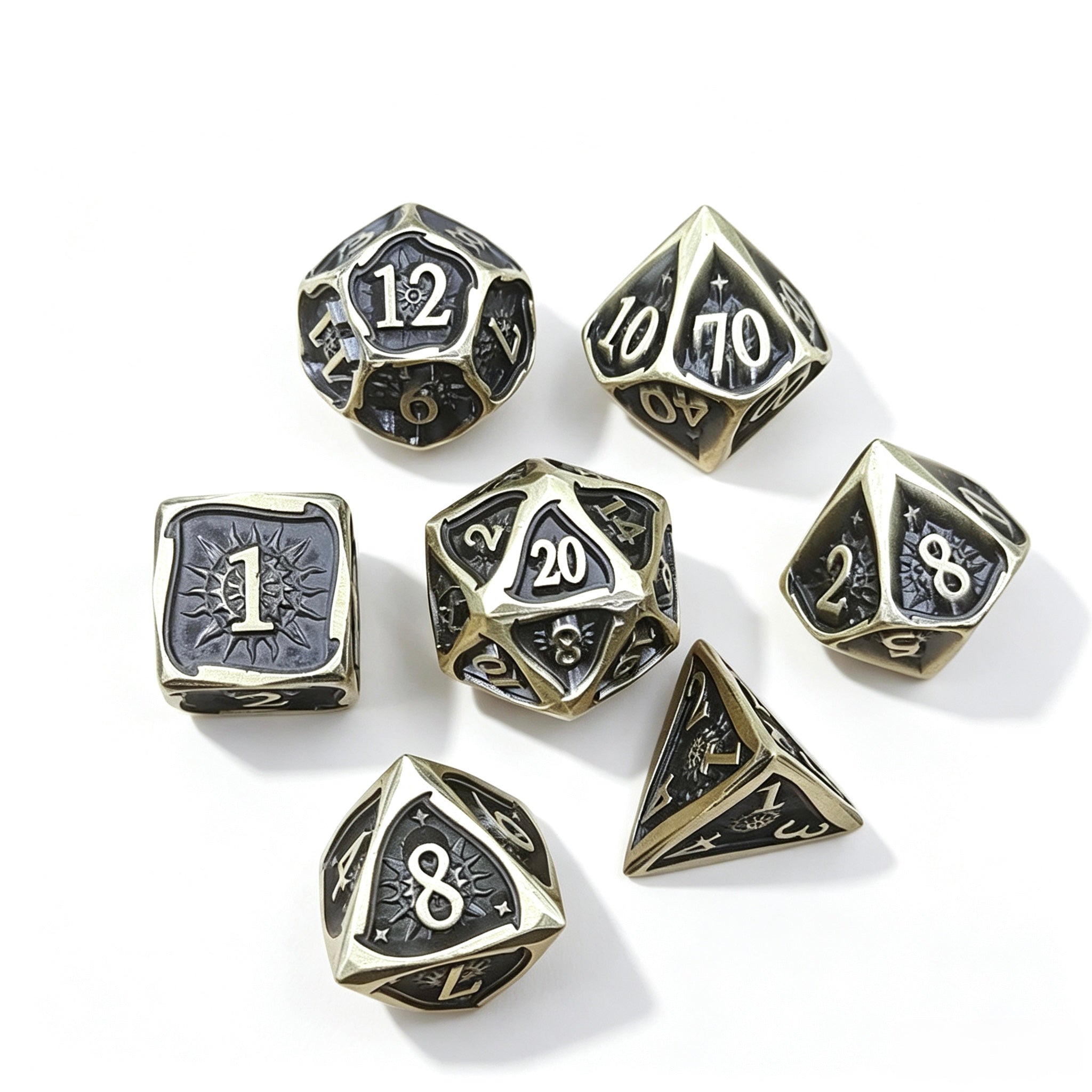 Solar Crest Black 7-Piece Metal Dice Set