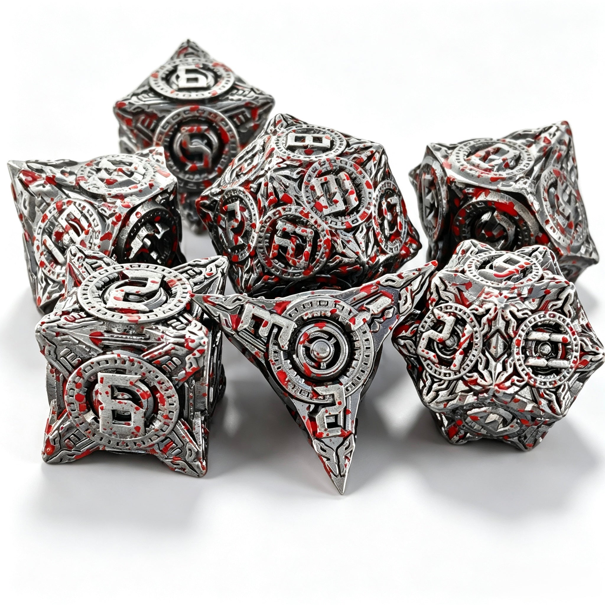 Ancient Clockwork Bloody 7-Piece Metal Dice Set