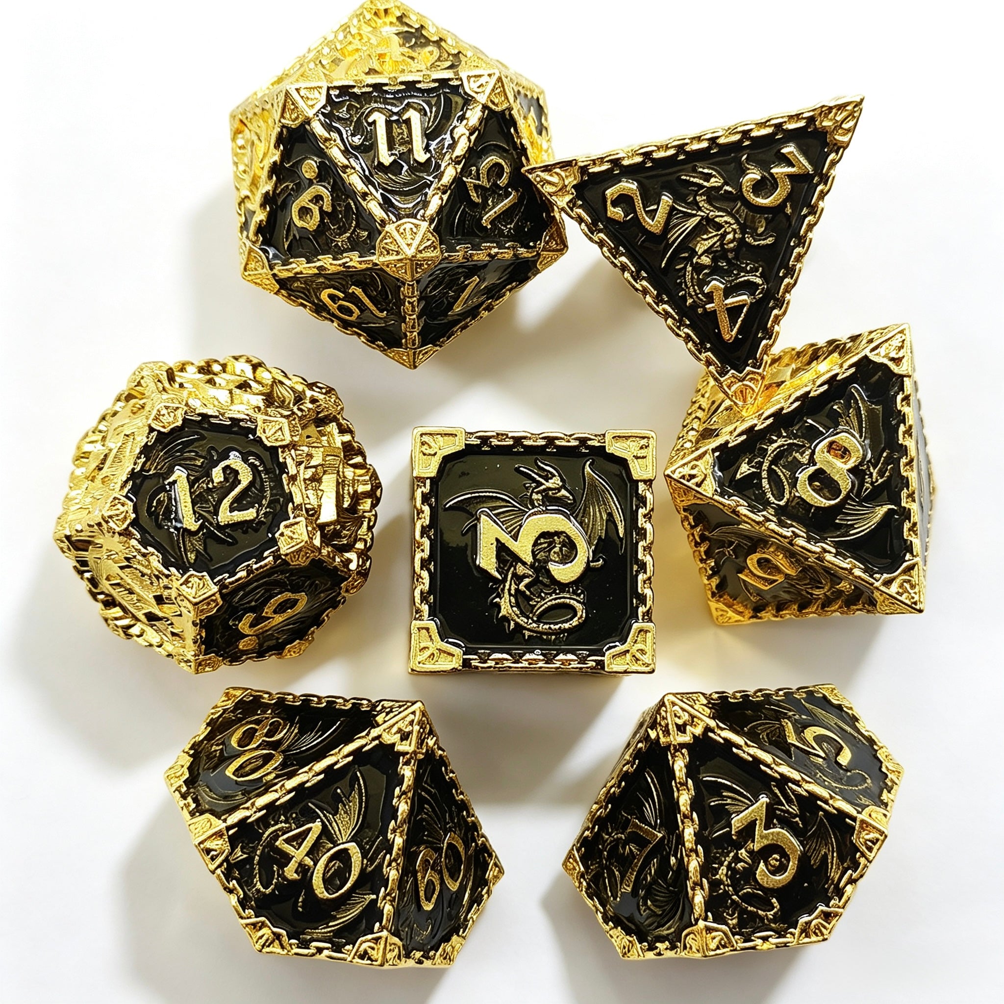 Dragon Totem Gold 7-Piece Metal Dice Set