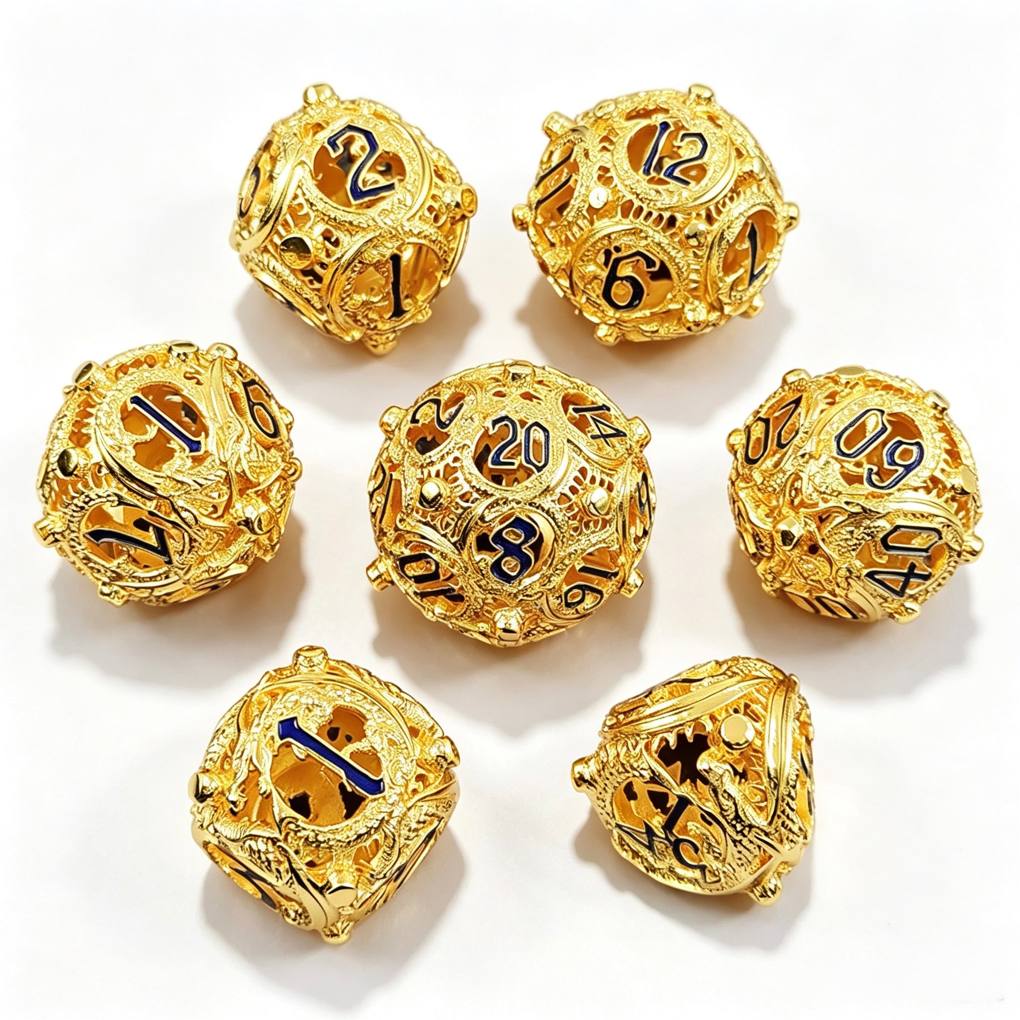 Dragon Swirl Gold 7-Piece Metal Dice Set