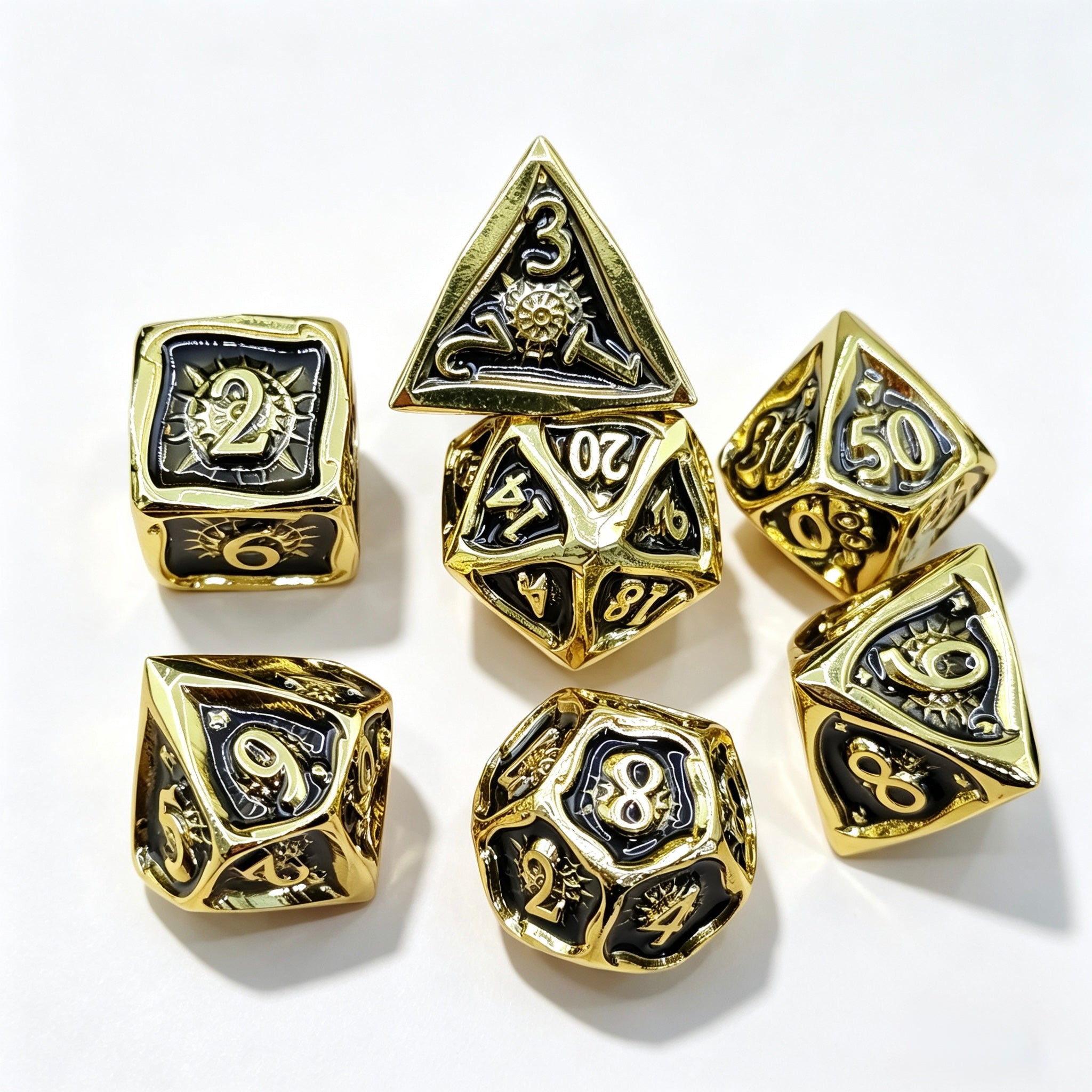 Solar Crest Gold 7-Piece Metal Dice Set