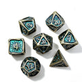 Solar Crest Black Green 7-Piece Metal Dice Set