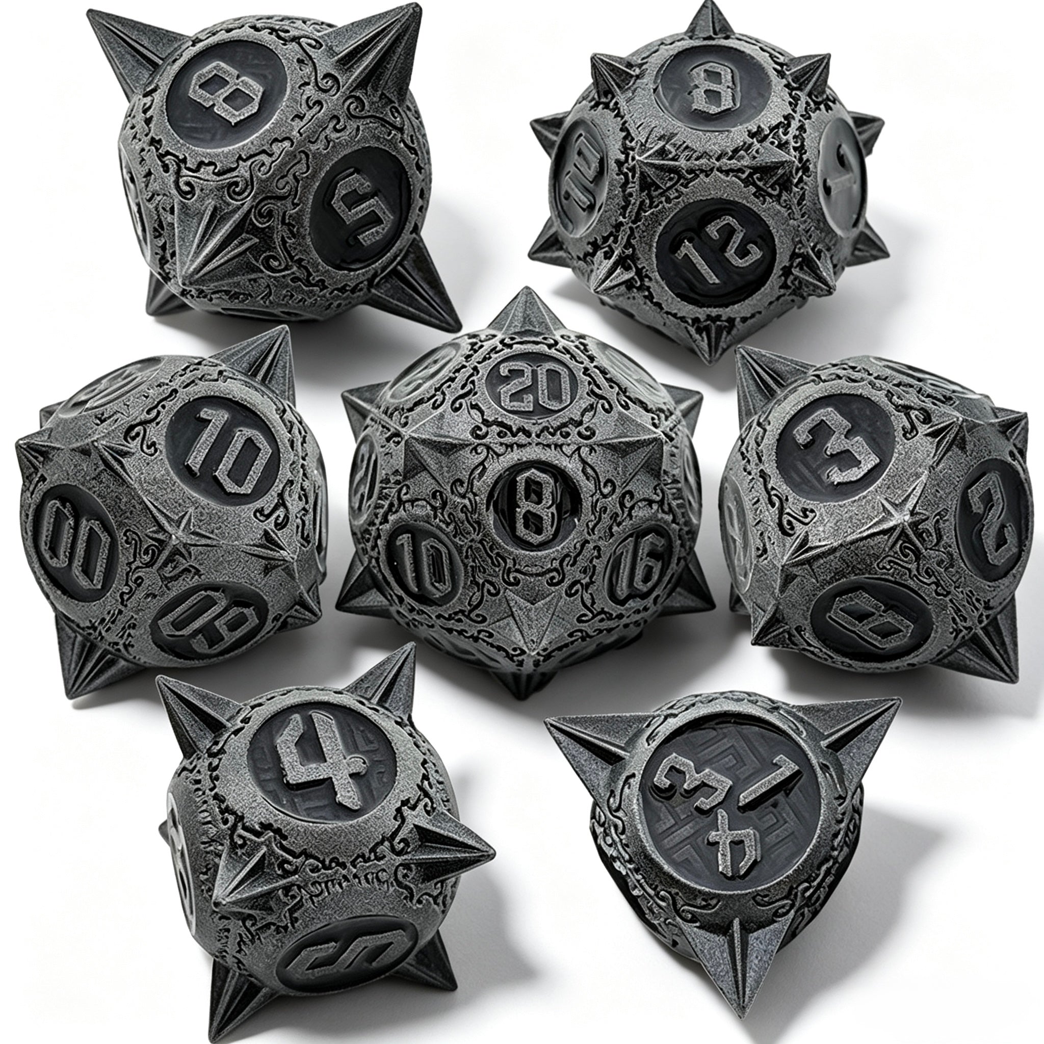 Virus Silver 7-Piece Metal Dice Set