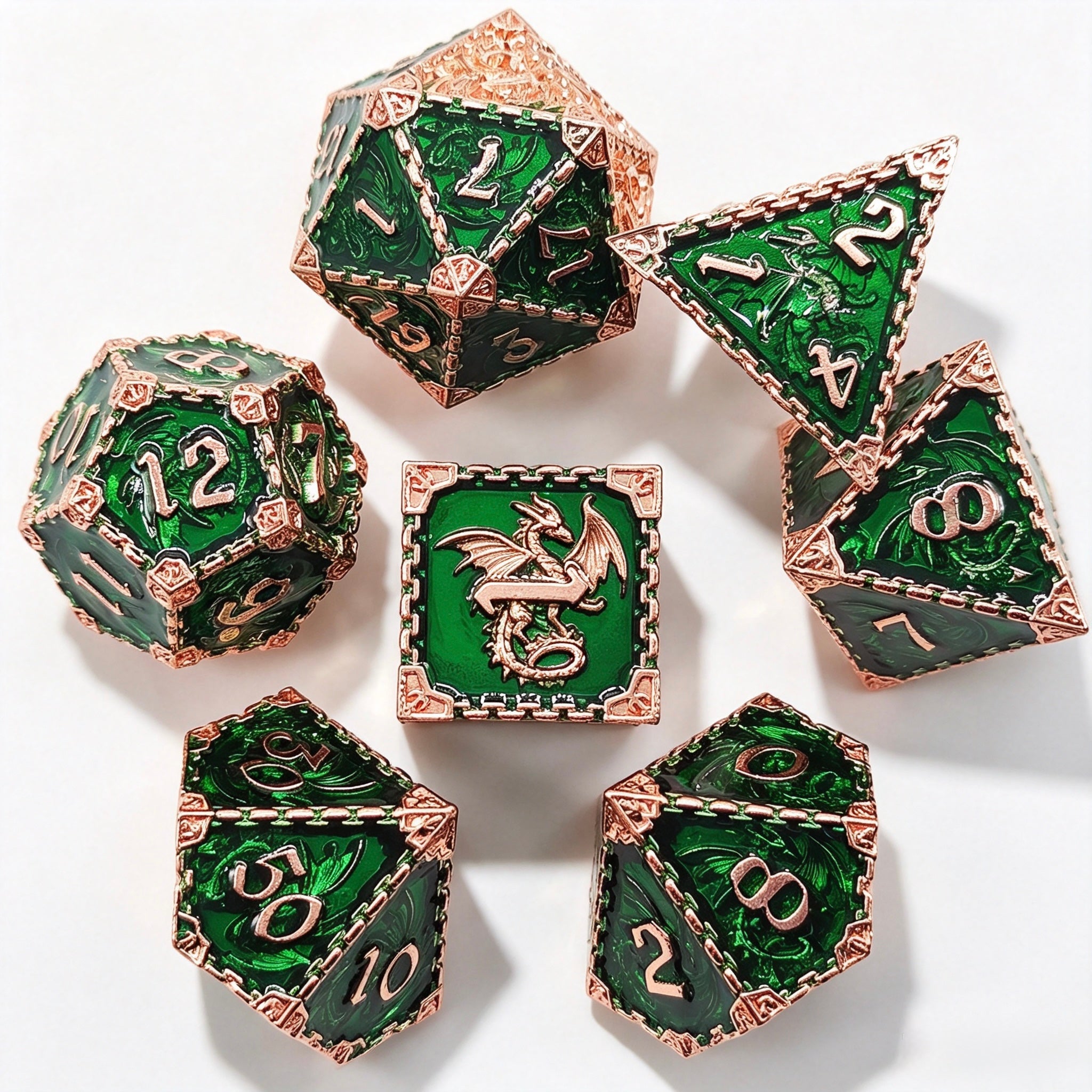 Dragon Totem Green 7-Piece Metal Dice Set