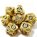 Steampunk Gold Black 7-Piece Metal Dice Set
