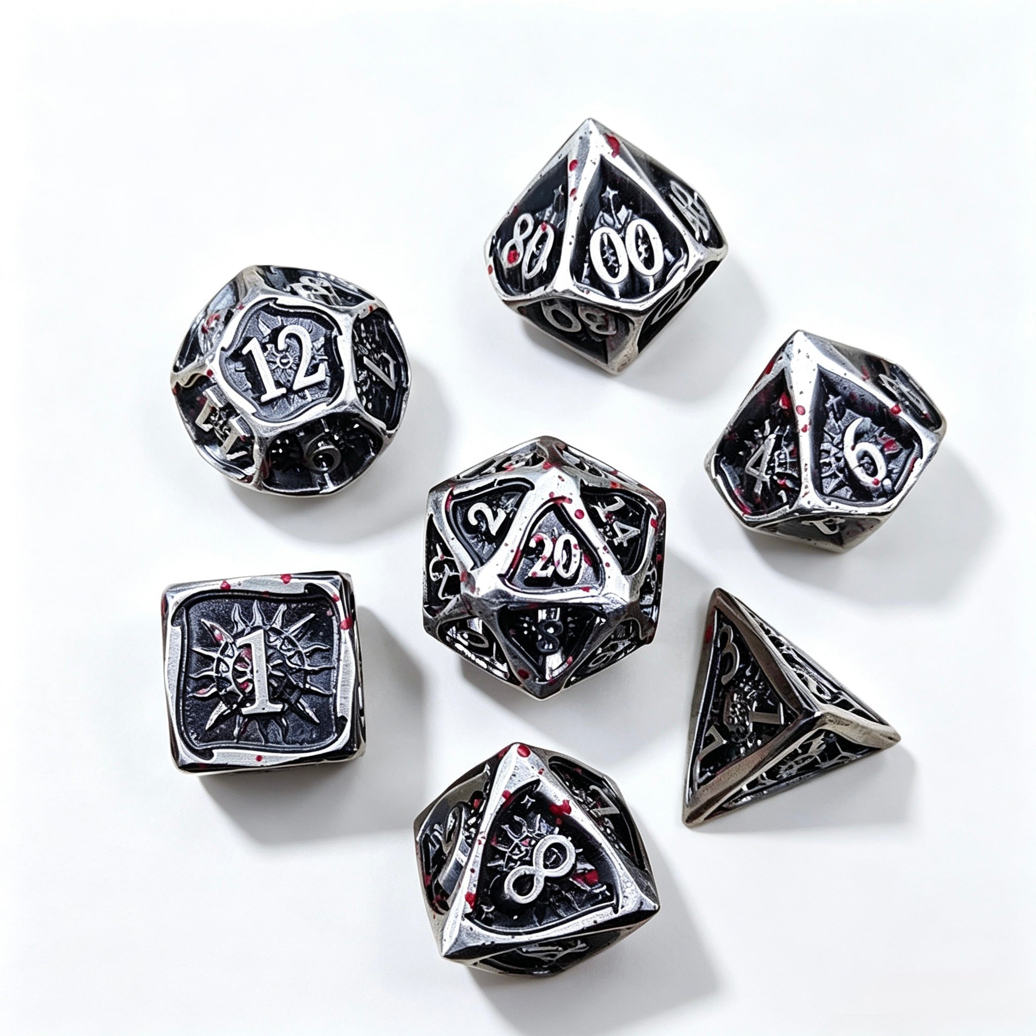 Solar Crest Bloody 7-Piece Metal Dice Set