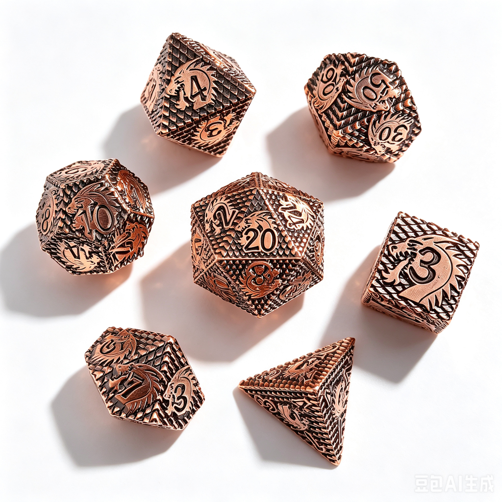 Dragon Scale Bronze 7-Piece Metal Dice Set