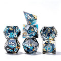 Blue Gold Foil Glitter Liquid Core 7-Piece Dice Set