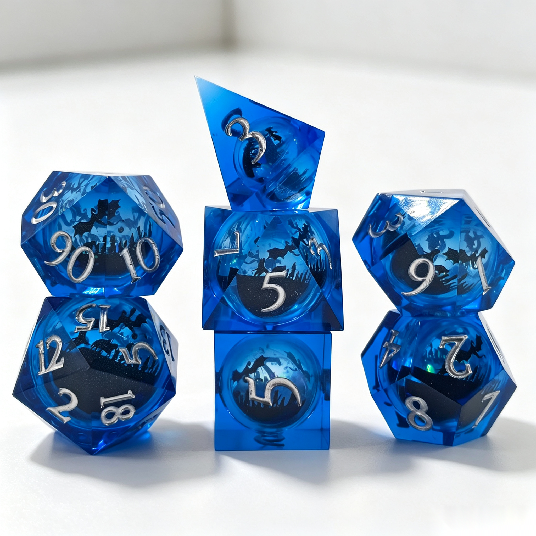 Voyagers Blue Liquid Core 7-Piece Dice Set