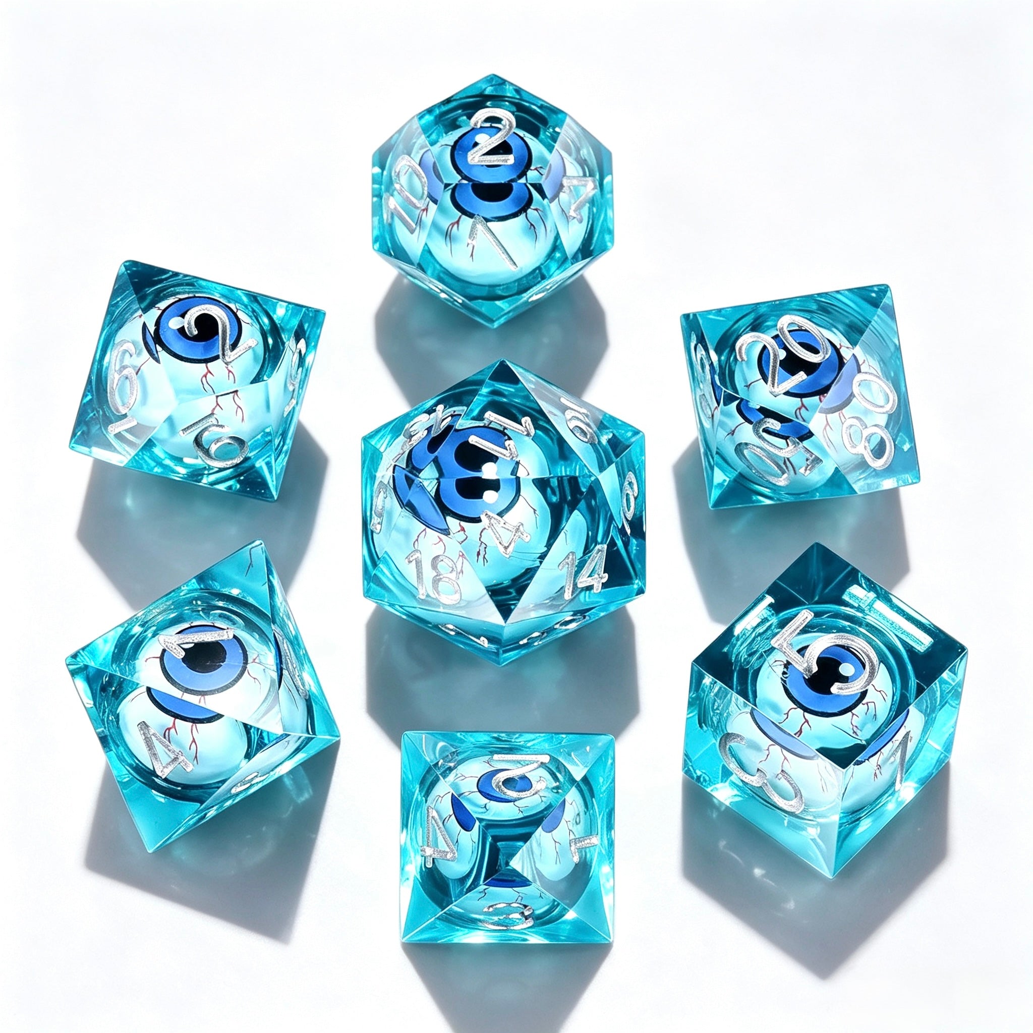 Blue Mad Scientist Liquid Core 7-Piece Dice Set