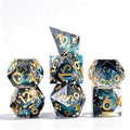 Navy Gold Foil Glitter Liquid Core 7-Piece Dice Set