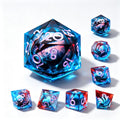 Gradient-Blue Eye Pink Lettering Liquid Core 7-Piece Dice Set