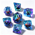 Gradient Color Eye Blue Lettering Liquid Core 7-Piece Dice Set