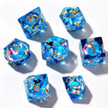 Blue Butterfly Liquid Core 7-Piece Dice Set
