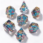 Blue Sakura Liquid Core 7-Piece Dice Set