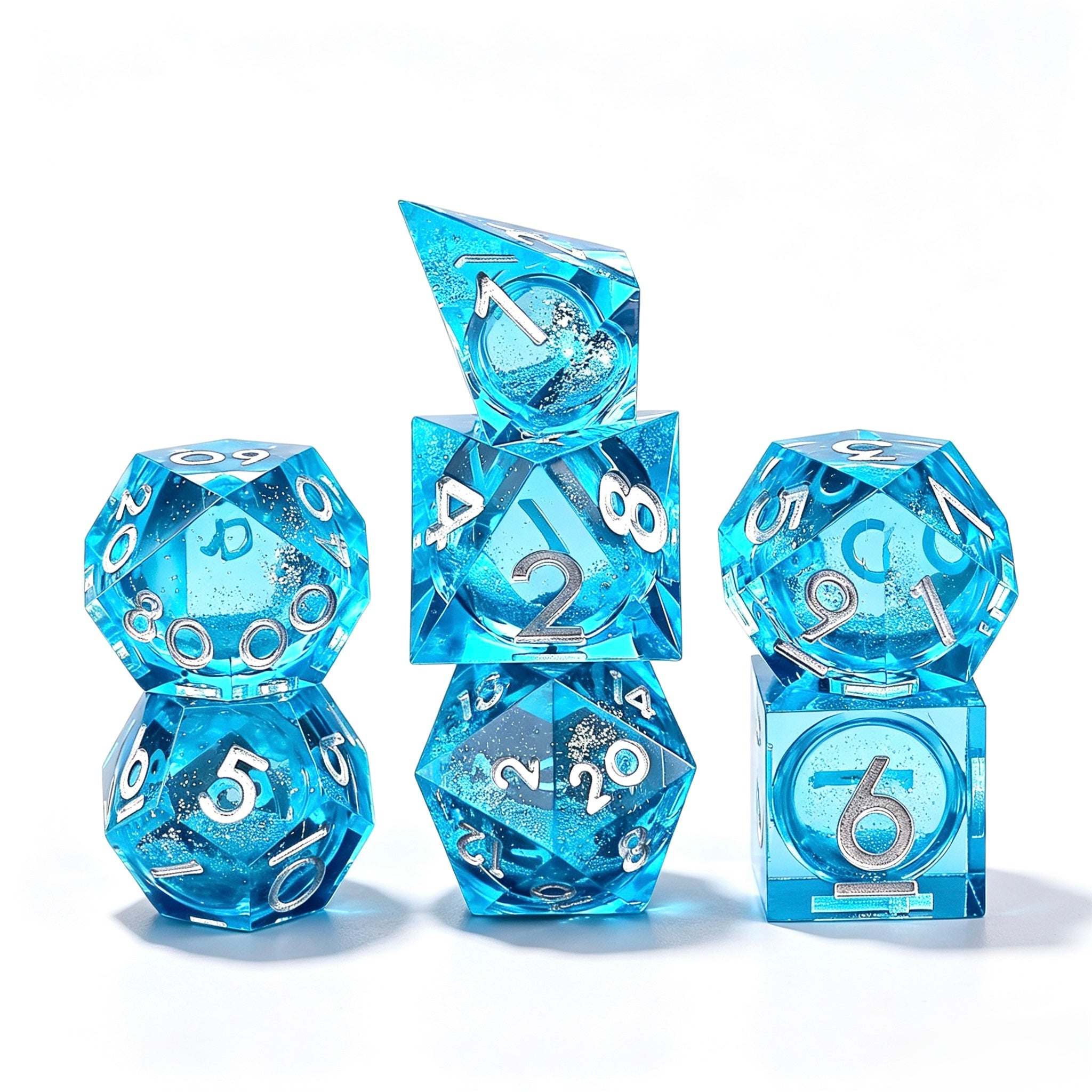 Sky Blue Liquid Core 7-Piece Dice Set