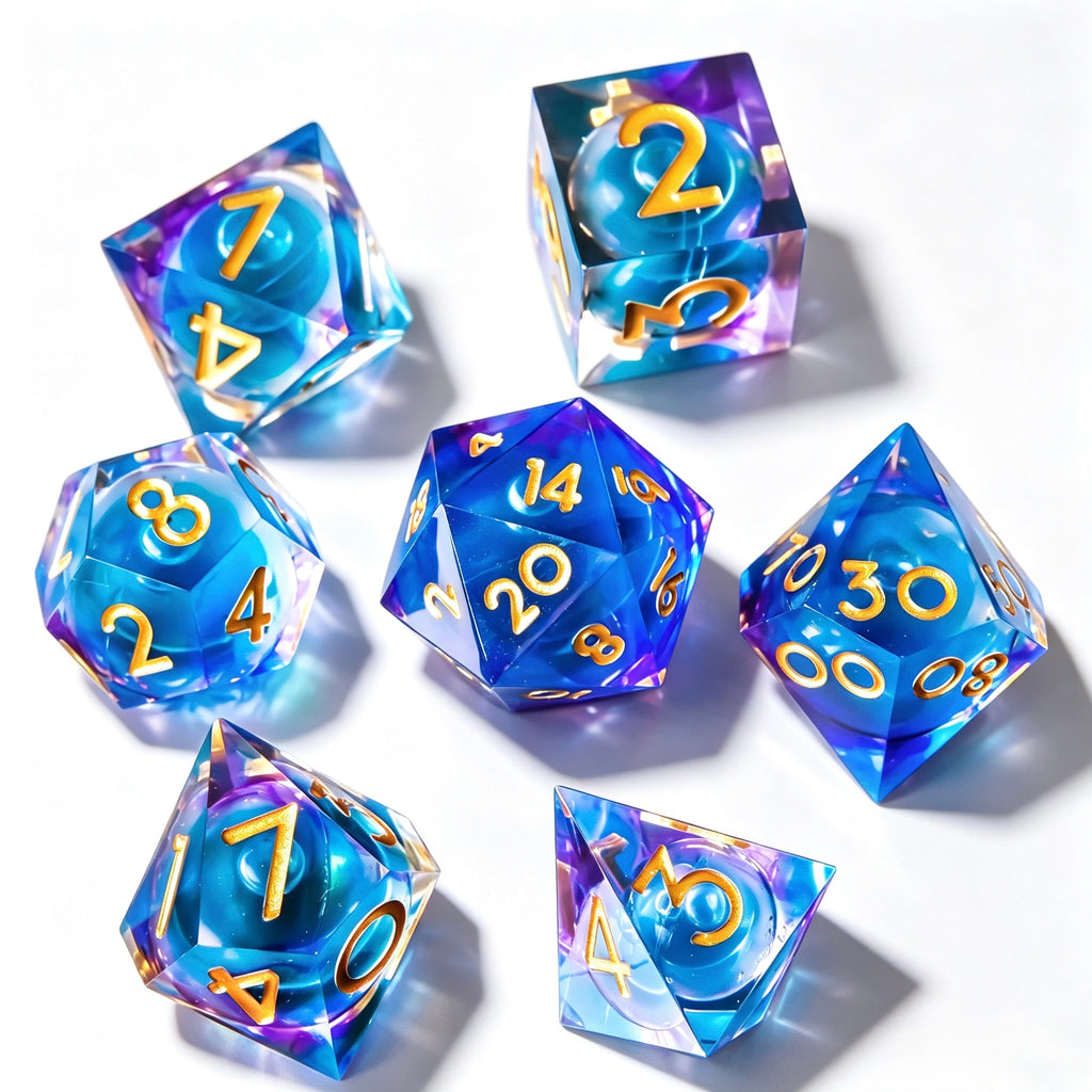 Blue Blood Liquid Core 7-Piece Dice Set