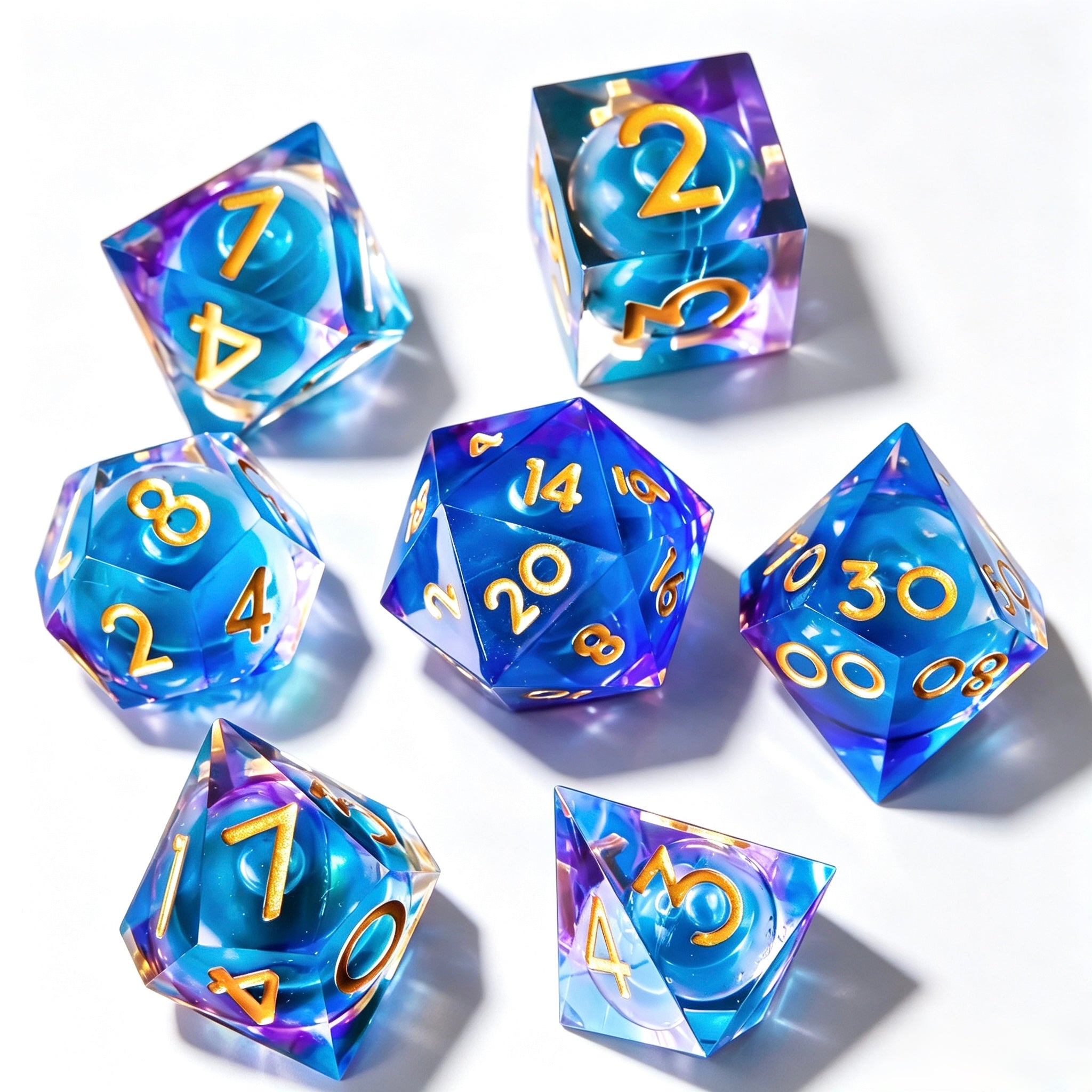 Blue Blood Liquid Core 7-Piece Dice Set
