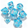 Blue Diamond-Cut 7-Piece Dice Set (Glow-in-Dark)
