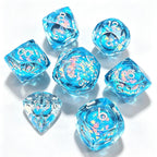 Blue Diamond-Cut 7-Piece Dice Set (Glow-in-Dark)